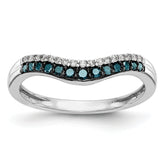 14K White Gold Blue & White Diamond Band - 7